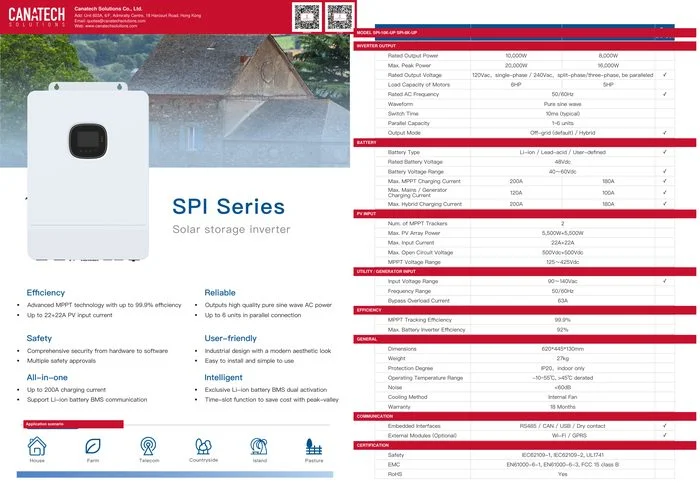 SPI UP 8-10kW Solar Storage Inverter — US